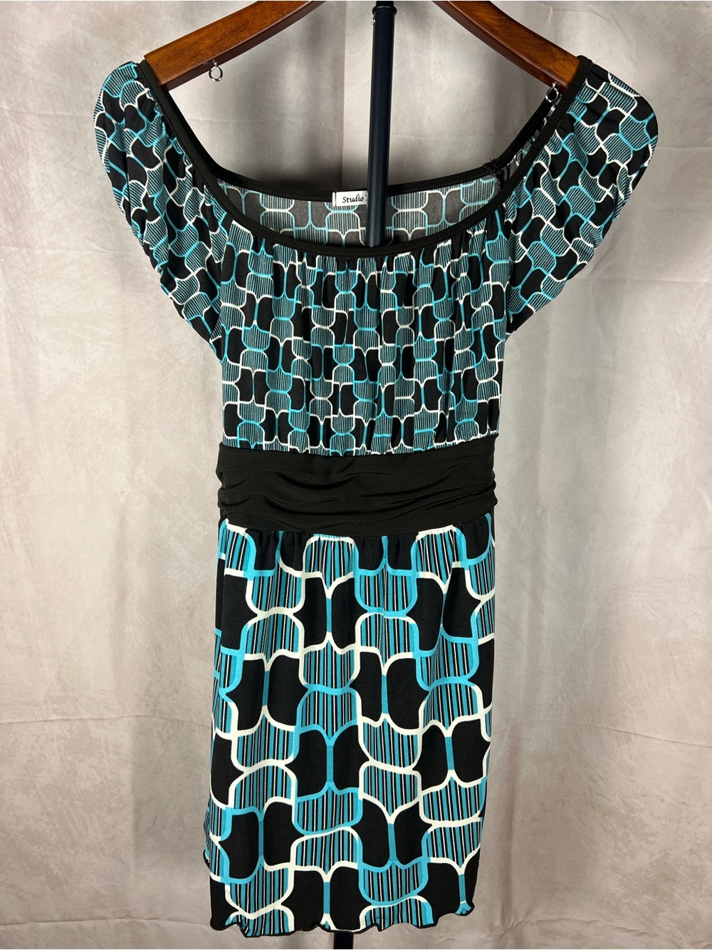Y2K Studio Y Turquoise Geometric Tie Back Top